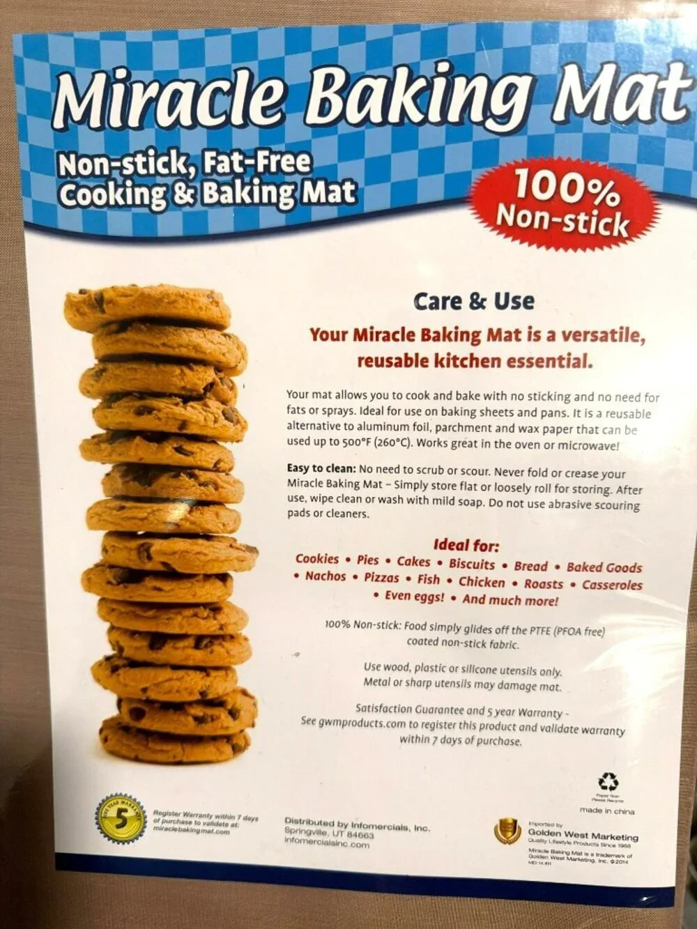 Miracle Baking Mat Non-Stick Fat-Free Reusable Cooking & Baking Mats For Sheets